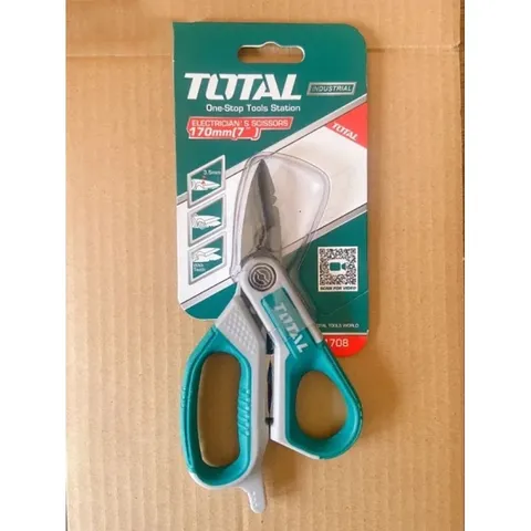 Kéo Đa Năng Total 170mm THES051708 - Thép Không Gỉ Titan, Cắt Cáp Điện, Bộ Tuốt Dây Tích Hợp, Bền Bỉ và Chính Xác