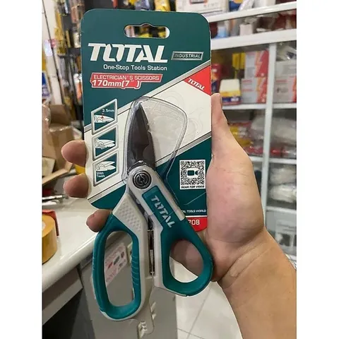 Kéo Đa Năng Total 170mm THES051708 - Thép Không Gỉ Titan, Cắt Cáp Điện, Bộ Tuốt Dây Tích Hợp, Bền Bỉ và Chính Xác