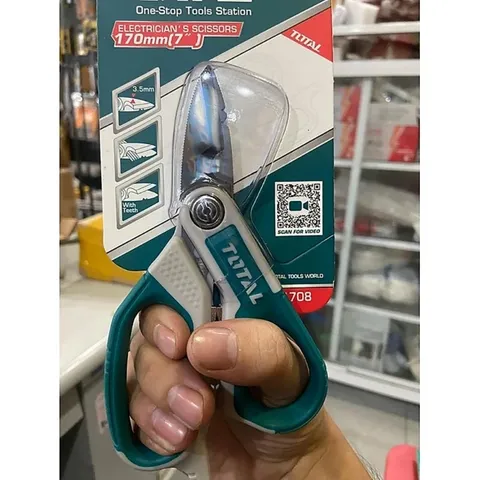 Kéo Đa Năng Total 170mm THES051708 - Thép Không Gỉ Titan, Cắt Cáp Điện, Bộ Tuốt Dây Tích Hợp, Bền Bỉ và Chính Xác