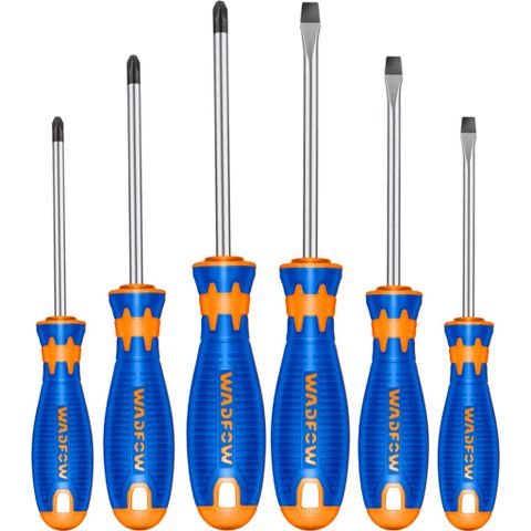 Bộ 6 Tua Vít Dẹp & Bake Wadfow - Dụng Cụ Tiện Ích Chất Liệu CR-V, Đầu Tròn SL3, SL5.5, SL6.5, PH0, PH1, PH2