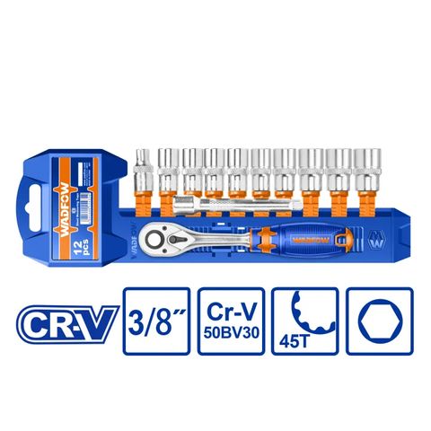Bộ 12 Chi Tiết Tay Vặn Đầu Tuýp 3/8
