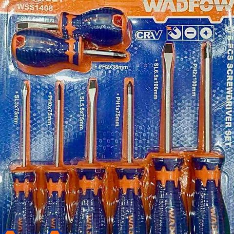Bộ 8 Tua Vít Dẹp & Bake Wadfow - Dụng Cụ Tiện Ích Chất Liệu CR-V, Thích Hợp Sửa Chữa và Lắp Ráp
