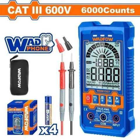 Đồng hồ vạn năng kỹ thuật số Wadfow WDM1507 - Đo điện áp, dòng, điện trở, và nhiệt độ lên tới 600V - Thiết bị kiểm tra thông minh và hiệu quả
