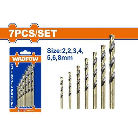 Bộ 7 Mũi Khoan Xoắn Ốc HSS Wadfow - Dụng Cụ Tiện Ích Chất Lượng Cao, Thích Hợp Sử Dụng Trong Ngành Công Nghiệp và DDIY