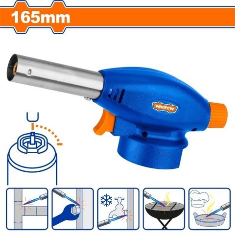Đầu khò gas Wadfow WFG1602 - Kích thước 165x65x50mm, điều chỉnh ngọn lửa 1300°, dụng cụ tiện ích cho gia đình và nhà hàng