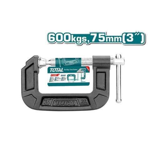 Kẹp chữ G 3 inch Total THT13136 - Dụng cụ tiện ích bằng gang dẻo, màu đen trắng bạc, sản phẩm chất lượng từ Trung Quốc