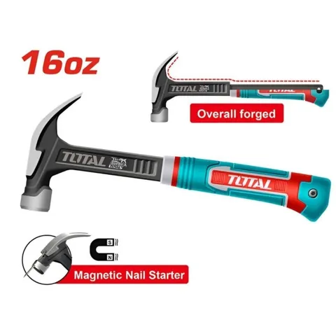 Búa Nhổ Đinh 450g Total THCH61016L - Dụng Cụ Sửa Chữa Chất Lượng Cao, Đầu Búa Từ Tính, Tay Cầm Sợi Thủy Tinh Chắc Chắn