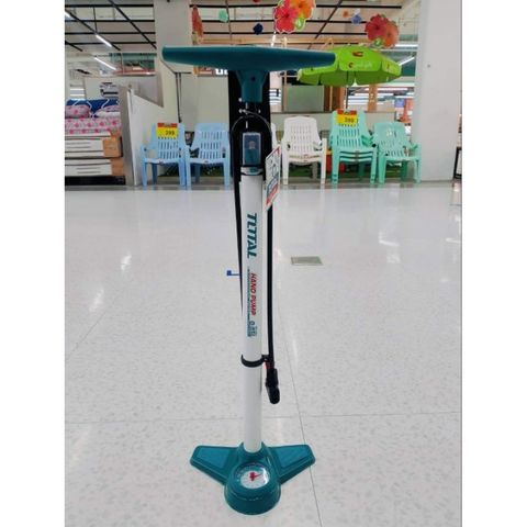 Bơm Hơi Đẩy Tay Total TMPP3201 - Ống Nhôm Chất Lượng Cao, Đầu Tương Thích Schrader, Presta, Dunlop, Đo Áp Suất Bar và PSI