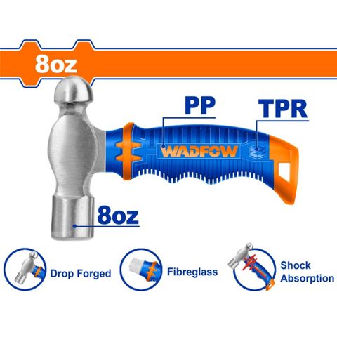 Búa Đầu Tròn 220g Wadfow WHM53D8 - Thép Carbon 45# Chịu Lực, Tay Cầm Nhựa Sợi Thủy Tinh, Dụng Cụ Tiện Ích Hàng Đầu