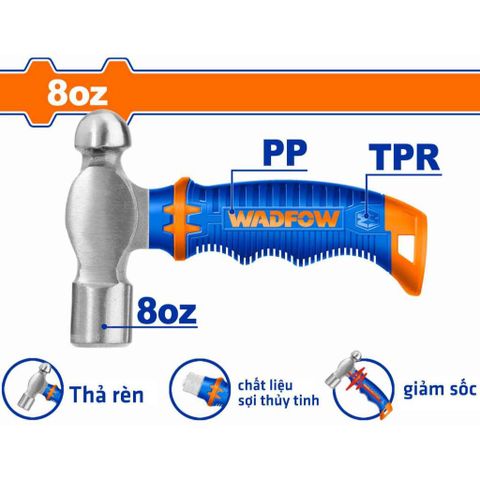 Búa Đầu Tròn 220g Wadfow WHM53D8 - Thép Carbon 45# Chịu Lực, Tay Cầm Nhựa Sợi Thủy Tinh, Dụng Cụ Tiện Ích Hàng Đầu