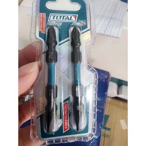 Bộ 2 Mũi Bắt Vít PH2+SL6 65mm Total TACIM72HL665 - Thép Công Nghiệp S2, Có Nam Châm, Dụng Cụ Tiện Ích Cho Người Sửa Chữa