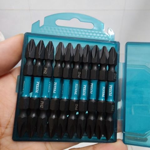 Bộ mũi bắt vít từ 2 đầu PH2x65mm Total TACIM16PH233 - Thép S2, 10 cái/bộ, Hộp nhựa tiện dụng