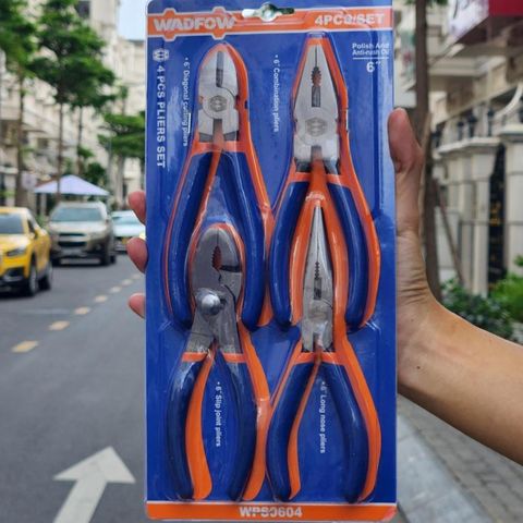 Bộ 4 Kìm 6 Inch Wadfow WPS0604 - Dụng Cụ Tiện Ích Chống Gỉ Với Tay Cầm Nhựa, Phụ Kiện Hữu Ích Trong Nhà Máy Và Sửa Chữa
