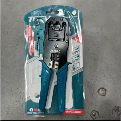 Kềm bấm cos viễn thông Total TMPC4468P - Dụng cụ 8 inch đa năng cho Uốn mép, Tước và Cắt, tay cầm PVC tiện dụng, màu Xanh/Đen