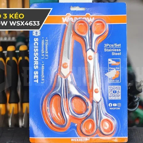 Bộ 3 Kéo Chất Lượng Wadfow WSX4633 - Kéo Tiện Ích Đa Năng 215mm, 175mm, 140mm - Dụng Cụ Nhà Bếp Thương Hiệu Trung Quốc