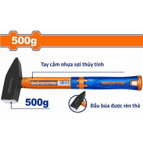 Búa Cơ Khí Wadfow 500g WHM1305 - Đầu Thép Carbon 45 #, Tay Cầm Nhựa Sợi Thủy Tinh, Dụng Cụ Tiện Ích Chất Lượng Cao