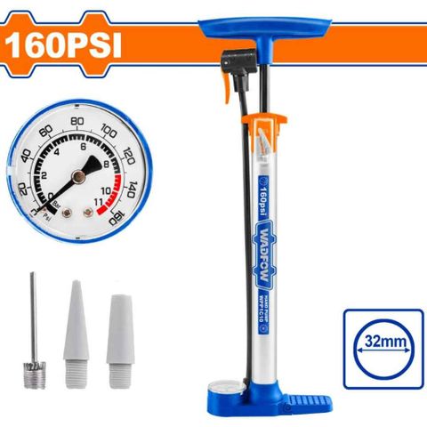 Bơm tay WPP1C10 φ32*390MM - Bơm xe đạp có đồng hồ chỉnh áp, ống bơm chịu áp lực cao, Thương hiệu Wadfow