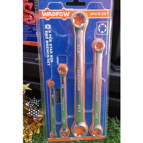 Bộ 4 Cờ Lê Hai Vòng Miệng Cr-V Wadfow - Dụng Cụ Chuyên Dụng Xuất Xứ Trung Quốc, Kích Thước E6-E24, Thích Hợp Cho Thợ Cơ Khí
