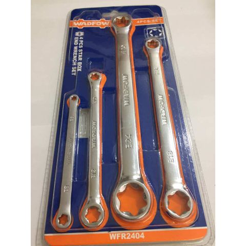 Bộ 4 Cờ Lê Hai Vòng Miệng Cr-V Wadfow - Dụng Cụ Chuyên Dụng Xuất Xứ Trung Quốc, Kích Thước E6-E24, Thích Hợp Cho Thợ Cơ Khí