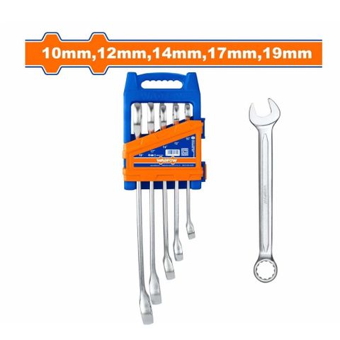 Bộ 5 Cờ Lê Vòng Miệng 10-19mm Wadfow - Dụng Cụ Cần Thiết Cho Thợ Cơ Khí, Mạ Bóng, Giá Tốt