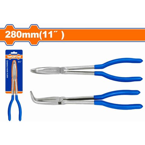 Kìm Mũi Dài Cong 90 Độ 11 Inch Wadfow - Dụng Cụ Chống Gỉ, Phủ Dầu Bóng, Tay Cầm Nhựa, Thiết Bị Tiện Ích Chất Lượng Cao