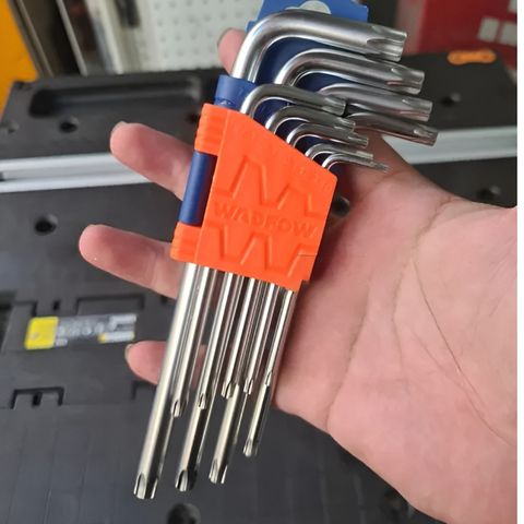 Bộ 9 chìa lục giác sao T10-T50 Wadfow - Dụng cụ sửa chữa chuyên nghiệp, chất liệu Cr-V bền bỉ, tay vặn dài tiện lợi