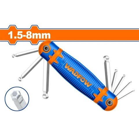 Bộ 8 Chìa Lục Giác Bi Tròn Wadfow 1.5-8mm - Dụng Cụ Tiện Ích Chất Lượng Cao, Đủ Kích Thước 1.5-8mm, Chất Liệu Cr-V