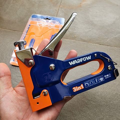 Bộ dụng cụ bấm đinh ghim 3 trong 1 Wadfow - Gồm 500 đinh thẳng, đinh U, đinh bê tông - Tiện ích cho xây dựng và sửa chữa