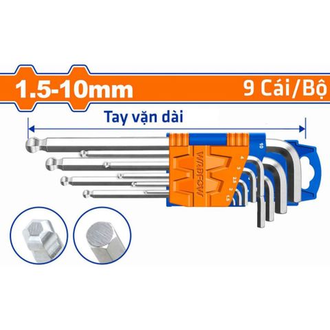 Bộ 9 Chìa Lục Giác Bi Tròn Cr-V 1.5-10mm - Dụng Cụ Hỗ Trợ Tiện Ích Sửa Chữa, Chất Lượng Cao từ Thương Hiệu Wadfow