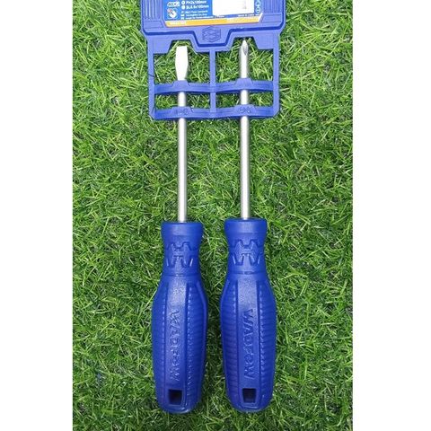 Bộ 2 Tua Vít Dẹp & Bake 100mm Wadfow - Dụng Cụ Tiện Ích Chất Lượng Cao, Thân Tròn 40cr, Thích Hợp Sửa Chữa Tại Nhà