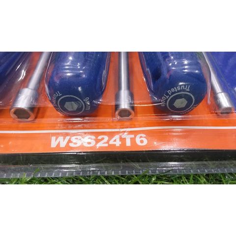 Bộ 6 Tua Vít Đầu Lục Giác WSS24T6 - Dụng Cụ Vặn Ốc Chất Lượng, Thiết Kế Mới, Kích Thước 5-10mm, Thân Tròn, Đóng Gói Vỉ Đôi