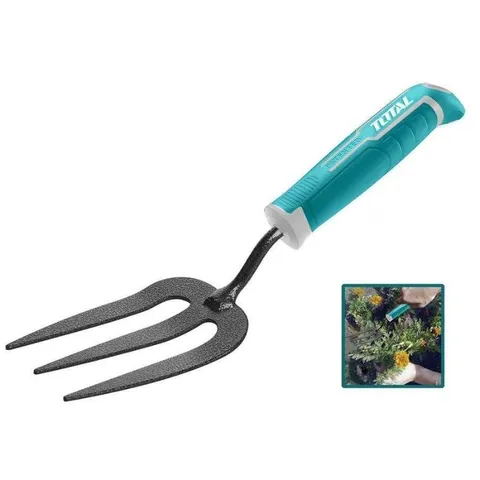 Cây Xới Đất Làm Vườn 320mm Total THFTF38 - Dụng Cụ Vườn Thép Carbon Chính Hãng, Bảo Hành 6 Tháng, Màu Xanh Xám