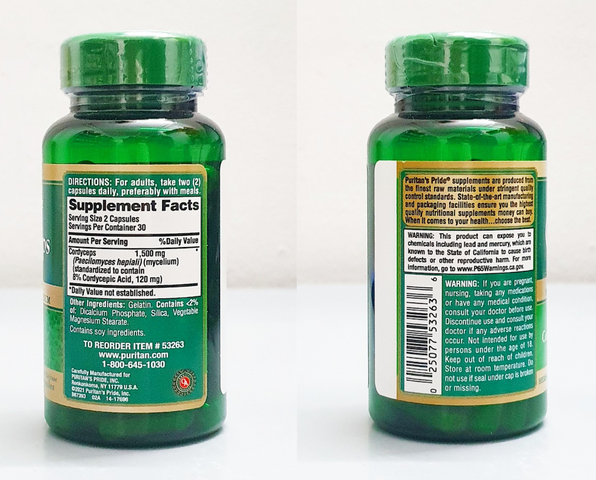 Đông Trùng Hạ Thảo Puritan'S Pride Cordyceps 750Mg 60 Viên