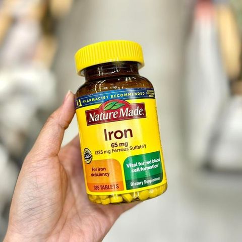 Viên Uống Bổ Sung Sắt Nature Made Iron 65Mg - Hỗ Trợ Cải Thiện Sức Khỏe Máu, 180 Viên Mỹ Chất Lượng Cao