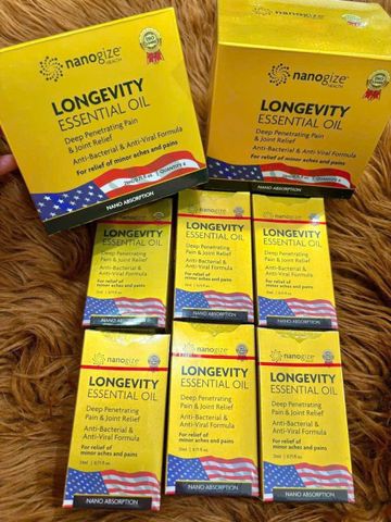 Dầu Gió Vàng Đầu Lăn Nanogize Longevity Essential Oil 21ml - Lốc 6 Chai Chính Hãng Mỹ, Giảm Đau và Căng Thẳng