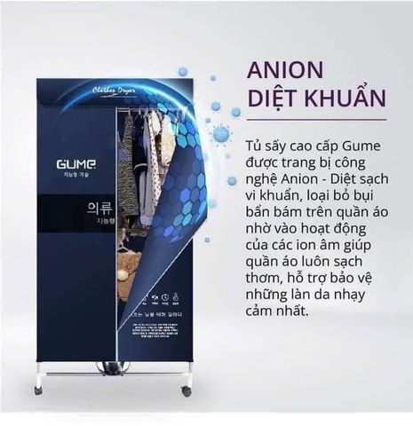Máy Sấy Quần Áo GUME GMDC-2201 Korea - Công Suất 1800W, Thiết Kế Gọn Gàng, Tiết Kiệm Điện Năng, Sấy Nhanh Chóng 15kg Quần Áo