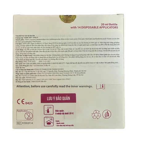 Xịt Iside HPV - Hỗ Trợ Phòng Ngừa Và Tăng Cường Đào Thải HPV - Gel Xịt 20ml + 14 Đầu Xịt An Toàn Cho Phụ Nữ
