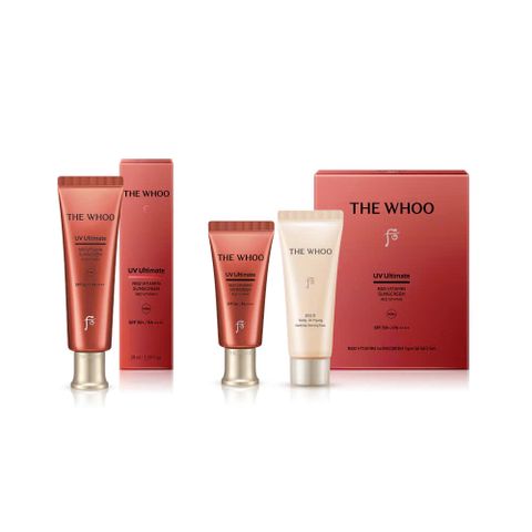 Kem Chống Nắng Whoo Đỏ UV Ultimate Red Vitamin Sunscreen SE - Bộ Bảo Vệ Da SPF Cao, Dưỡng Ẩm, Phục Hồi Da, Sữa Rửa Mặt Gongjinhyang 40ml