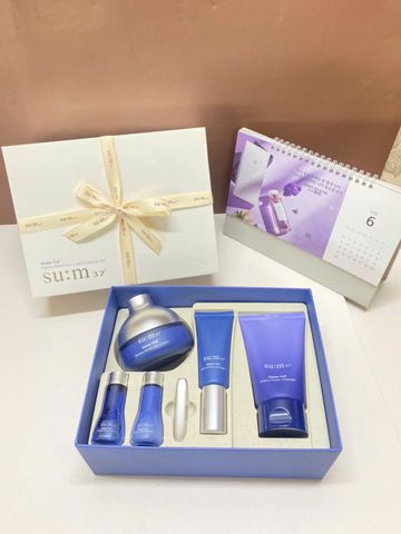 Set Kem Dưỡng Ẩm Su:m37 Xanh 120ml - Gel Dưỡng 830ml Tăng Cường Độ Ẩm Cho Da Dầu và Hỗn Hợp, Tặng Dưỡng Chất Chăm Sóc Da