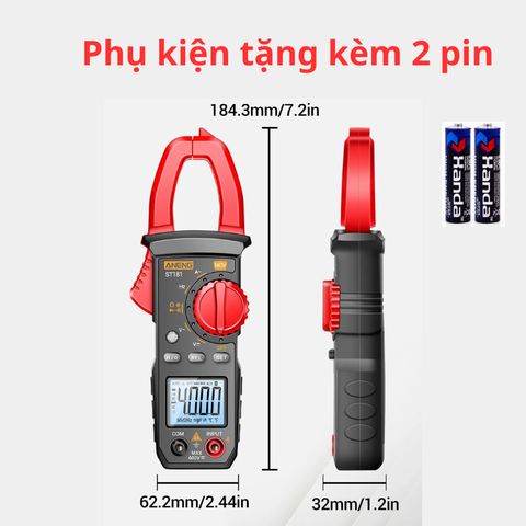 Đồng Hồ Ampe Kìm ANENG ST181 - Đồng Hồ Vạn Năng Cầm Tay Đo Điện Áp AC/DC, Điện Trở và Tần Số - Thiết Bị Kiểm Tra Điện Đầy Đủ Chức Năng
