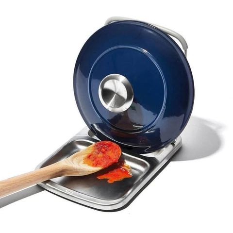 Giá Để Vung Nồi và Dụng Cụ Nấu Ăn 2 Trong 1 OXO - Thép Không Gỉ, Tiện Ích Cho Bếp Gọn Gàng, An Toàn Và Đẹp Mắt