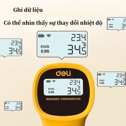 Máy đo nhiệt độ hồng ngoại Deli - Độ chính xác cao từ -30 đến 380°C - Thiết bị đo nhiệt độ công nghiệp tiện lợi, chính xác