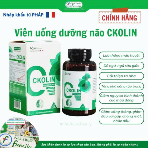 Viên Uống Hỗ Trợ Hoạt Huyết Dưỡng Não CKOLIN Pháp - Tăng Cường Trí Nhớ & Giảm Mất Ngủ - Sản Phẩm Chính Hãng KenPharma
