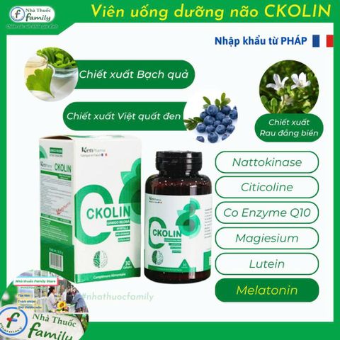 Viên Uống Hỗ Trợ Hoạt Huyết Dưỡng Não CKOLIN Pháp - Tăng Cường Trí Nhớ & Giảm Mất Ngủ - Sản Phẩm Chính Hãng KenPharma