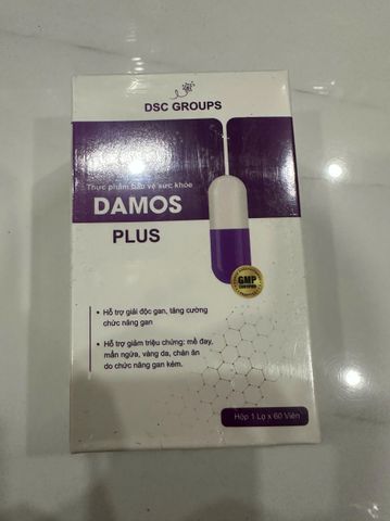Viên uống Damos Hỗ trợ Thải Độc Gan - 60 Viên Hộp - Tăng Cường Chức Năng Gan và Giảm Mẩn Ngứa, Chán Ăn