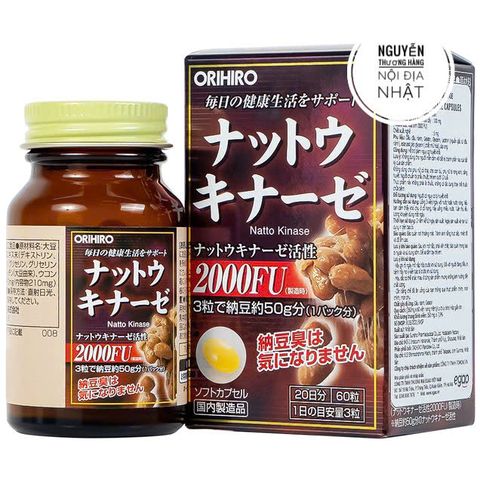 Viên uống hỗ trợ giảm đột quỵ Nattokinase 2000FU Orihiro Nhật Bản - Thực phẩm chức năng tốt cho tim mạch và lưu thông máu