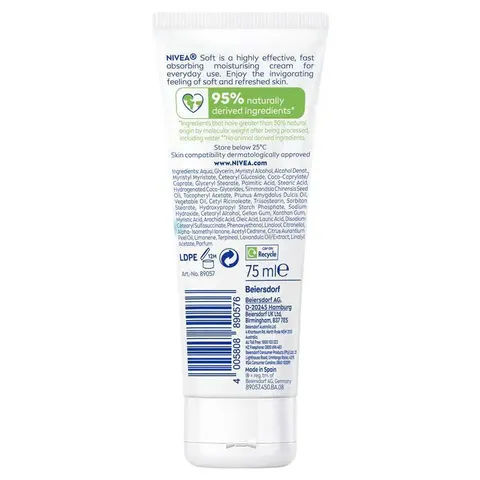 Kem Dưỡng Ẩm NIVEA Soft - Kem Dưỡng Đa Năng Cho Mặt, Tay, Cơ Thể 75ml - Dưỡng Ẩm, Làm Mềm Da, Chống Oxy Hóa