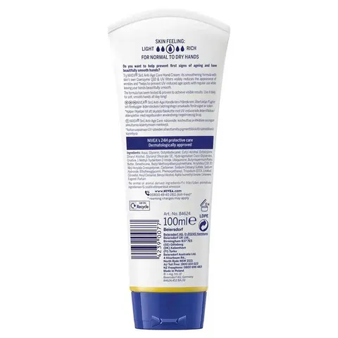 Kem dưỡng da tay NIVEA Q10 3-in-1 Anti-age Hand Cream with UV Filters 100ml 348208