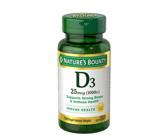 Viên Uống Vitamin D3 Nature’s Bounty 1000IU 120 Viên - Hỗ Trợ Xương Chắc Khỏe và Tăng Cường Miễn Dịch - Sản Phẩm Chính Hãng Mỹ