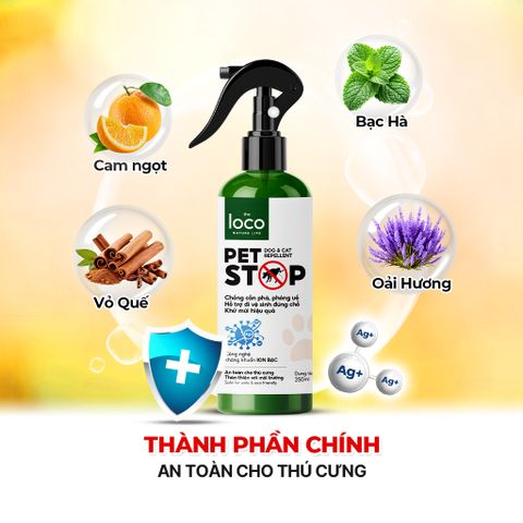 Xịt Thơm Tinh Dầu Xua Đuổi Chó Mèo PETSTOP 260ml - Ngăn Cắn Phá, Khử Mùi, Hỗ Trợ Thú Cưng Đi Vệ Sinh Đúng Chỗ